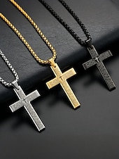 tanie Biżuteria męska-Męski naszyjnik z krzyżem ze stali tytanowej z grawerunkiem modlitwy Pańskiej, łańcuszek z biżuterią religijną dla wyznawców wiary chrześcijańskiej, do noszenia na co dzień i na prezent