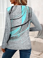 economico Felpe a Strisce e Geometriche-Per donna Maglietta Stampato Grafico Astratto Vintage Elegante Classico Manica Lunga Girocollo Top Regolari Quotidiano Rosa Grigio Azzurro Primavera Autunno Inverno