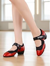 お買い得  ジャズシューズ-女性用赤と黒のスプリットソールジャズダンスシューズ - ラテン、モダン、社交ダンスの練習に最適な、滑りにくい快適なパフォーマンススニーカー