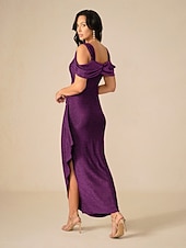 economico Abiti da festa-Per donna Abito Lungo Maxi Abito Vestito da Festa Attillato Elegante Feste Compleanno Club Vestibilità regolare Semplice Senza Maniche Spalline Melanzana Estate