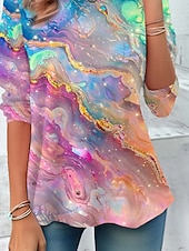 Pentru femei Tricou Ombre Floral Grafic Epocă Stilat Clasic Manșon Lung Stil Nautic Rotund Topuri obișnuite Zilnic Imprimeu Albastru piscină Mov Curcubeu Primăvară Toamnă Iarnă ieftine tricou Art & Design-Pentru femei Tricou Ombre Floral Grafic Epocă Stilat Clasic Manșon Lung Stil Nautic Rotund Topuri obișnuite Zilnic Imprimeu Albastru piscină Mov Curcubeu Primăvară Toamnă Iarnă