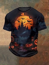 levne Halloween trička-Pánské halloweenská košile Čarodějnice Netopýr Výstřih ke krku Oblečení 3D tisk Venkovní Dovolená Tématický večírek Halloweenská párty Krátký rukáv Tisk Vinobraní předvečer Všech svatých