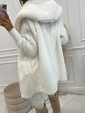olcso Téli kabátok-Női Polár dzseki Kényelmes Légáteresztő Zseb Alkalmi Sima Vakáció Utca Hétköznapi Hétköznapi viselet Pullover Hosszú Térfogatcsökkenés Normál Hosszú ujj Felsőruházat Fekete Fehér Arcpír rózsaszín