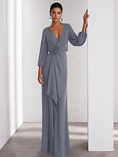 levne Formální / Černá kravata-A-Linie Večerní Šaty Elegantní Šaty Formální Svatební Host Floor Length Dlouhý Rukáv V Linii Stretch Krep s Rukávci