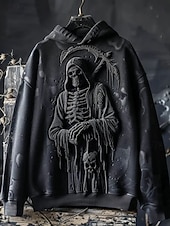 Women's Pullover Hoodie Sweatshirt Graphic Monster Casual Long Sleeve Hooded Regular Tops Party Evening Wear Street Dailywear Patchwork Black Dark Gray Spring Fall Winter4