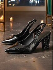 Χαμηλού Κόστους Σλινγκμπακ Πάμπς-Γυναικείες χρυσές γόβες με slingback και μυτερή μύτη - λαμπερά παπούτσια για πάρτι για νυχτερινή ζωή &amp;χριστουγεννιάτικες γιορτές