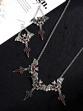 billiga Halloween-tillbehör-Smyckeset med halloween-motiv och hängande örhängen för kvinnor, gotiska vampyrkostymtillbehör för fester och nattliv