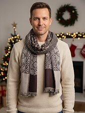 billige Slips og sløyfe for menn-Herreskjerf i bomull med etnisk paisleymønster, mykt og lett sjal, julegave til ham, fritids- og høytidsklær