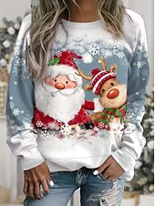 Women's Pullover Sweatshirt Hoodies Graphic Snowman Christmas Fashion Casual Long Sleeve Crew Neck Regular Tops Street Dailywear Casual Print Blue Fall Winter4