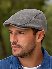 abordables Chapeaux pour hommes-Casquette plate en lin et coton respirant pour homme, chapeau gavroche vintage classique pour tenue décontractée, conduite et activités de plein air