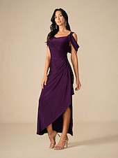 economico Abiti da festa-Per donna Abito Lungo Maxi Abito Vestito da Festa Attillato Elegante Feste Compleanno Club Vestibilità regolare Semplice Senza Maniche Spalline Melanzana Estate