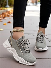 levne Pro ženy-Dámské oranžové sportovní tenisky – prodyšné běžecké boty se šněrováním a robustní podrážkou na chůzi, fitness a ležérní outfity