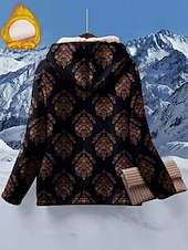 economico Felpe con Fodera in Fleece-Felpe con cappuccio per donna con zip foderate in pile grafiche floreali paisley calde attive vintage a maniche lunghe normali cappuccio top da casa lavoro festa serale quotidiano zip a patchwork