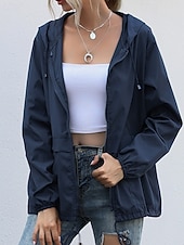 baratos Parka Casual-Mulheres Casaco com capuz Confortável Zíper Bolsos Casual Tecido Férias Roupa Diária Para Noite Final de semana Padrão Com Capuz Normal Manga Longa agasalhos Preto Vinho Cinzento Claro Primavera