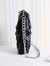 levne Tašky-Dámská halloweenská crossbody kabelka s motivem lebky a řetízkem, 3D kostra přes rameno, gotická párty psací kabelka na kostýmy, cosplay a noční život.