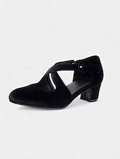  Groene fluwelen Mary Jane-pumps voor dames – retroschoenen met kruisbandjes en blokhak uit de jaren 50 voor Gatsby-feesten, cocktails en formele evenementen