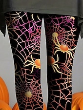 economico Pantaloni di Halloween-Per donna Leggings Leggings comodi Essenziale Casual Lunghezza intera Vita AltaPantsHalloween Grafico Stampa Calore Termico Confortevole Elasticizzato Vacanza Casuale Quotidiano Nero Autunno Inverno