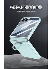 cheap Samsung Cases-Phone Case For Samsung Galaxy Z Flip 7 Back Cover Full Body Protective Ring Buckle Shockproof Retro PC