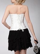 levne Korzety-Dámské Stahovací korzet/stahovací prádlo Stahovací spodní prádlo Sexy korzet Sexy Sladký Čistá barva Krajka Dovolená Párty ulice Bez rukávů Korzet Černá Bílá Rubínově červená Jaro Podzim Na míru