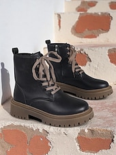 Недорогие Женские ботинки-Женские белые ботинки из искусственной кожи на шнуровке с боковой молнией и массивной подошвой — стильные армейские ботинки для кей-попа, уличной моды и повседневных образов.