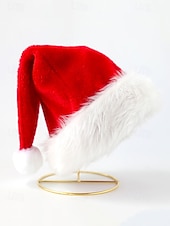 abordables Accessoires de Noël-Bonnet de Noël pour femme et enfant - en velours doux avec bordure en peluche, idéal pour les fêtes de fin d&#039;année et les festivités familiales