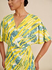 economico Abiti da donna-abito midi da donna manica a pipistrello elasticizzato stampa audace elegante versatile casual quotidiano primavera estate autunno