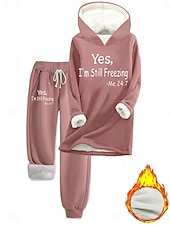 preiswerte Zweiteilige Sets-Damen Täglich Stilvoll Zweiteilige Sets Trainingsanzug Hosen-Sets Langarm Mit Kapuze Grafik Buchstabe Kordelzug Druck Lässig Täglich Schwarz Rosa Dunkelpink Herbst Lässiger Schnitt