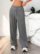 Жен. Штаны Широкие Чино Мода Классический На каждый день Полная длина Завышенная Полотняное плетение Карман Эластичный пояс удобный Мягкий Удобный Эластичная на открытом воздухе Йога Для улицы Недорогие широкие ноги и высокая талия-Жен. Штаны Широкие Чино Мода Классический На каждый день Полная длина Завышенная Полотняное плетение Карман Эластичный пояс удобный Мягкий Удобный Эластичная на открытом воздухе Йога Для улицы
