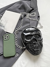 levne Tašky-Dámská halloweenská crossbody kabelka s motivem lebky a řetízkem, 3D kostra přes rameno, gotická párty psací kabelka na kostýmy, cosplay a noční život.