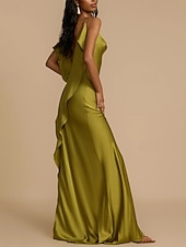 voordelige Feestjurken-Dames Lange jurk maxi-jurk Feestjurk Cocktail jurk Satijnen Jurk Slipdress Modieus Modern Feest Speciale gelegenheden  Avond Feest Normale pasvorm Effen Mouwloos hihnat Groen Lente Herfst