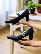 economico Scarpe Mary Jane-décolleté Mary Jane nere classiche da donna anni '50 con cinturino alla caviglia, eleganti scarpe con tacco a blocco per ufficio, feste e uso quotidiano