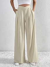 economico gamba larga e vita alta-Per donna Gamba larga Pantaloni Streetwear Casual Lungo Vita Alta Semplice Traspirabilità Morbido Micro-elastico Vacanza Streetwear Abbigliamento quotidiano Nero Rosa Blu chiaro Albicocca Autunno