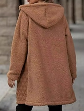 baratos Casacos de Inverno-Mulheres Casaco de inverno Casaco com capuz Confortável Respirável Zíper Bolsos Casual Tecido Férias Rua Casual Roupa Diária Zíper Longo Com Capuz Normal Manga Longa agasalhos Preto Camelo Verde Tropa