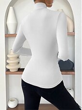 preiswerte Damen Einfache Oberteile-Damen Bluse Einfarbig Stilvoll Lässig Langarm V Ausschnitt Normale Oberteile Täglich Gerafft Schwarz Weiß Aprikose Grau Frühling Herbst Winter
