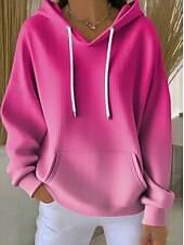 cheap Art&amp;Design Tops-Women&#039;s Pullover Hoodie Sweatshirt Graphic Rainbow Abstract Casual Boho Long Sleeve Hooded Regular Tops Street Dailywear Print Front Pocket Maroon Pink Fall Winter