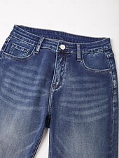 preiswerte Hose-Damen Weiblich Jeans Volle Länge Knöchellang Baumwolle Denim Dehnbar Elegant Lässig Dunkelblau Sommer Herbst Ganzjahresmode S M L