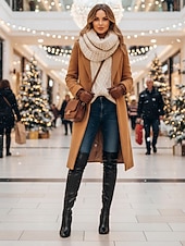 baratos Botas da moda-Botas femininas de couro sintético preto, cano alto, com salto grosso, sexy e ousadas para festas, baladas e encontros noturnos.