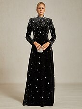 billige Kjoler til nyttårsaften-Dame Maxikjole Tubekjole Elegant Fest Aftenselskap Helfarge Langermet Rullekrage Svart Høst Vinter