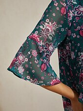 economico camicie, top e camicette-Femminile Floreale Casuale Verde Stampa Manica 3/4 Elegante Il giro Estate Primavera Autunno