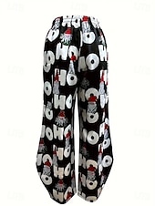 economico gamba larga e vita alta-Per donna Gamba larga Chinos Essenziale Casual Lunghezza intera Vita AltaPantsNatale Grafico Babbo Natale Astratto Fascia Elastica Inelastico Formale Vacanza Streetwear Rosa chiaro Marrone scuro