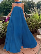 billige Uformell / Dagsbryllup-Strandbryllup A-Linje Kveldsjakke Fe Kjole Formell Bryllupsgjest Gulvlengde Uten Ermer Stramm Uten Ermer Stretch Chiffon med Folder Sjals