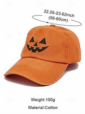 billiga Halloween-tillbehör-Unisex halloween pumpa ansikte basebollkeps, avslappnad justerbar jack-o-lantern hatt för fester, festivaler och utomhuskläder