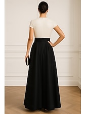 economico Abiti da Sera a Linea A-Linea ad A Lunghezza al pavimento Abito da Sera Da principessa Abito formale Elegante Monocolore Scintillante Manica Corta Scollo a V Matrimonio Formale Tasca Raso con Glitter