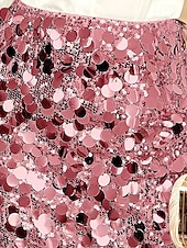 ieftine Fuste de petrecere-Pentru femei Fustă Bodycon Modă Sclipici Strălucitor &amp; Sclipitor Mini Talie Înaltă Fuste Simplu Paiete Micro-elastic Petrecere Stradă Bleumarin Negru Șampaniu Roz Îmbujorat Primăvară Poliester