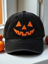 billiga Halloween-tillbehör-Unisex halloween pumpa ansikte basebollkeps, avslappnad justerbar jack-o-lantern hatt för fester, festivaler och utomhuskläder