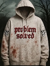 Halloween Men's Blood Splatter Letter Skulls Hoodie Fashion Daily Hooded Vacation Party Streetwear Beige Printing Fall Winter Designer3