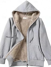 billige Fleece-fôrede jakker-Dame Vinterjakke Sherpa jakke Hettegenser Bekvem Pustende Glidelås Lomme Fritid عادي Feriereise Gate Avslappet Dagligdagstøy Glidelås Normal Med hette Normal Langermet Yttertøy Svart Rød Navyblå Vår