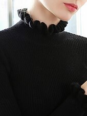 Pentru femei Pulover Plover Șic Stradă Casual Culoare solidă Guler Pe Gât Tricotat Manșon Lung Topuri obișnuite Tricotat Zilnic Ieșire Sfârșit de săptămână Negru Alb Toamnă Iarnă ieftine Culori Solide-Pentru femei Pulover Plover Șic Stradă Casual Culoare solidă Guler Pe Gât Tricotat Manșon Lung Topuri obișnuite Tricotat Zilnic Ieșire Sfârșit de săptămână Negru Alb Toamnă Iarnă