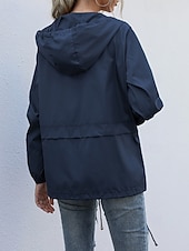 baratos Parka Casual-Mulheres Casaco com capuz Confortável Zíper Bolsos Casual Tecido Férias Roupa Diária Para Noite Final de semana Padrão Com Capuz Normal Manga Longa agasalhos Preto Vinho Cinzento Claro Primavera