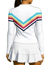 economico Camicia Donna-Per donna Arcobaleno A righe Maglietta sportiva Maglia da tennis Manica Lunga Cerniera Floreale UPF50+ Resistente ai Raggi UV Alta elasticità Traspirante Pallavolo Tennis Golf Collo alla coreana